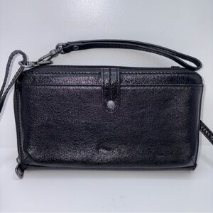 The Sak Black Leather Crossbody Wristlet Bag 3 in 1 Phone Wallet Purse Clutch